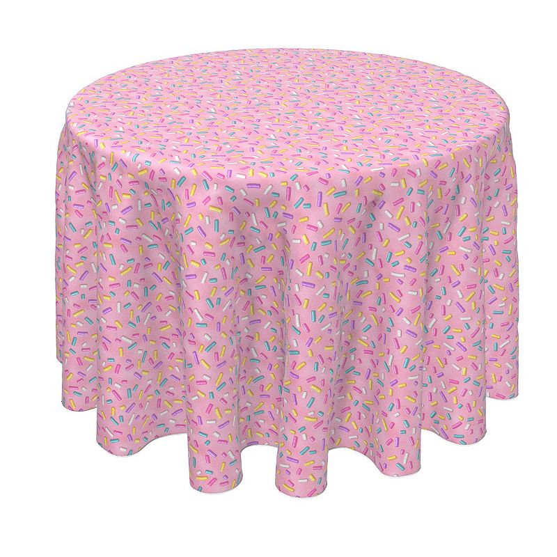 Round Tablecloth， 100% Polyester， 60 Round， Rainbow Sprinkles Pink