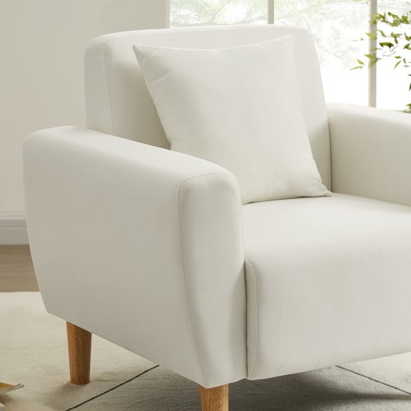 Linen Square Arm Accent Chair with Pillow