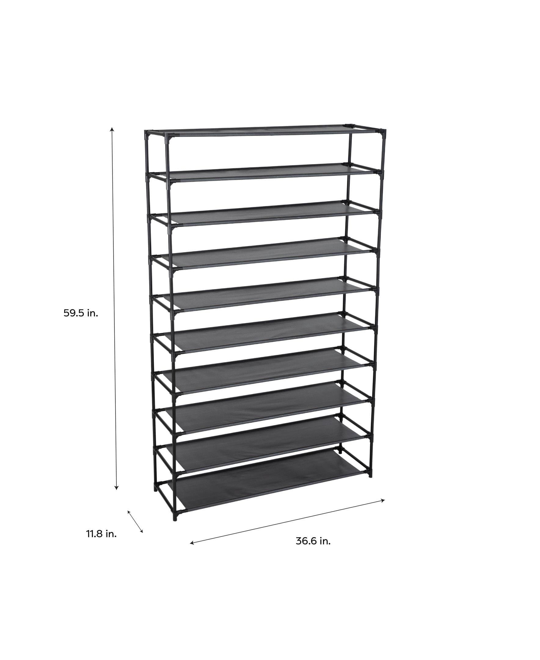 Simplify 10-Tier 50 Pair Shoe Rack, Grey