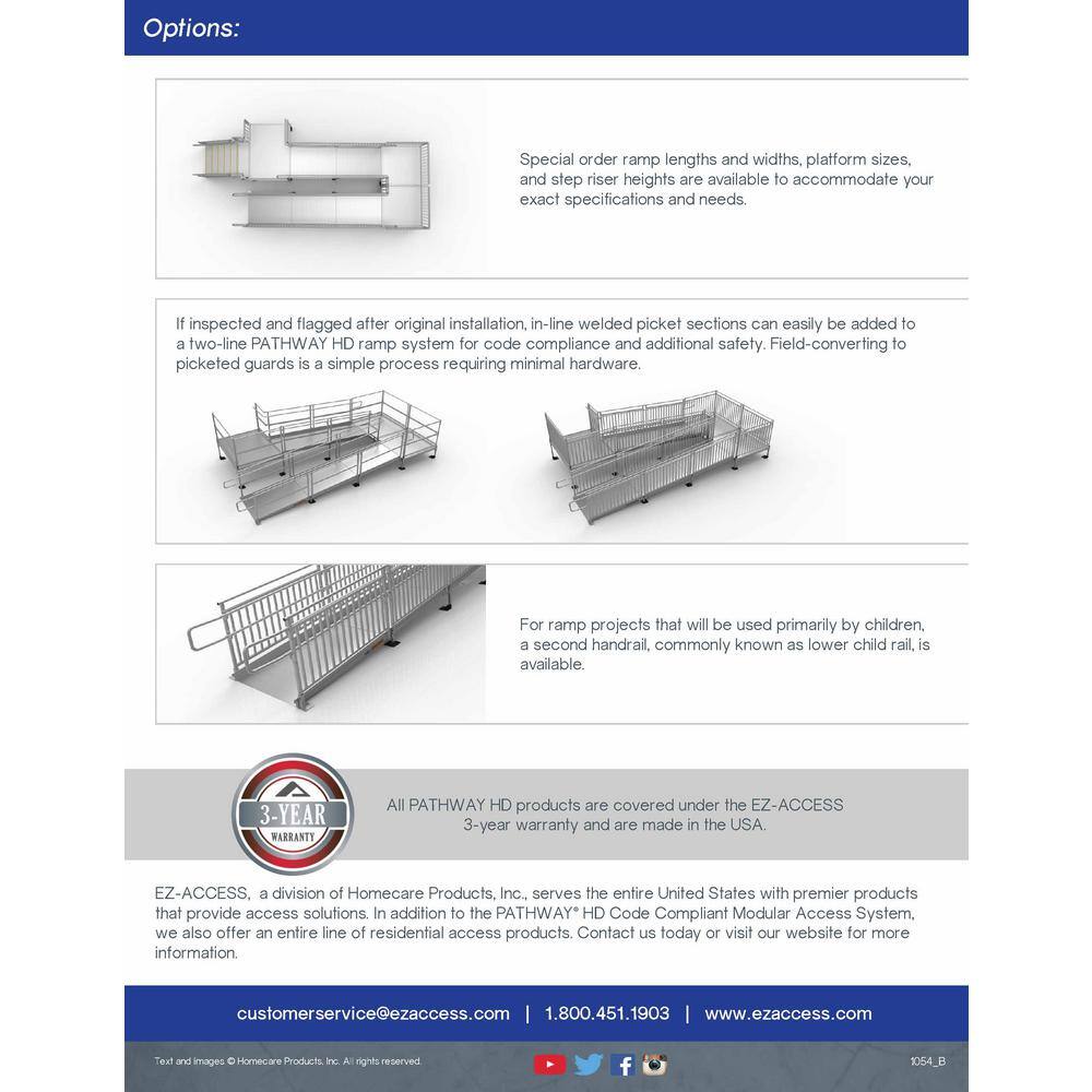 EZ-ACCESS PATHWAY HD 10 ft. Aluminum Code Compliant Modular Wheelchair Ramp System PHD S1048G