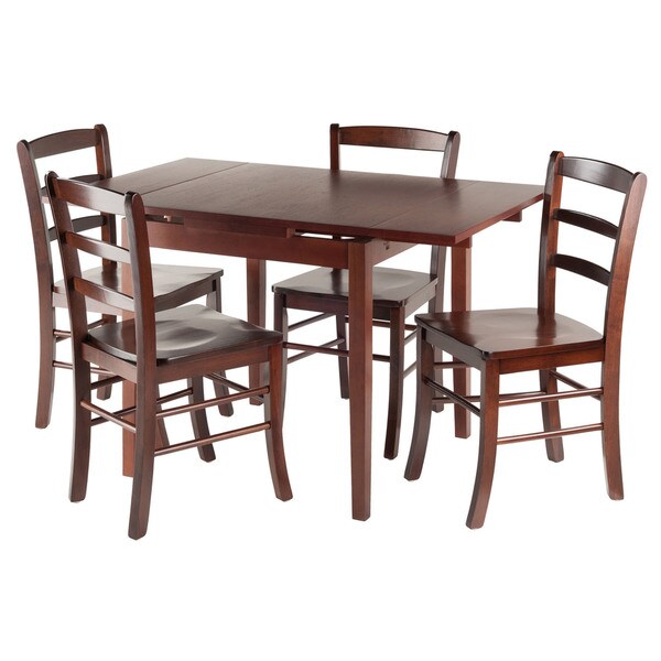 Winsome Pulman Extension 5-Piece Wooden Dining Table with Ladder Back Chairs