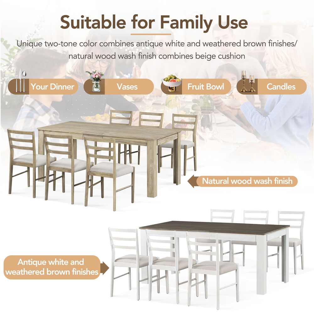 Dining Table Set Mutifunctional Extendable Table with Leaf and Drawers