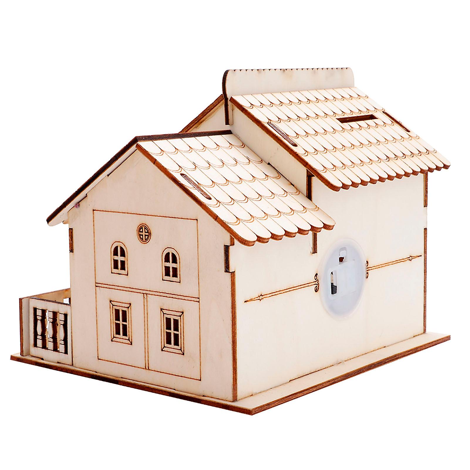 Miniature Villa Money Coin Storage Box Money Bank House Model Home Decor(triangular Gate)