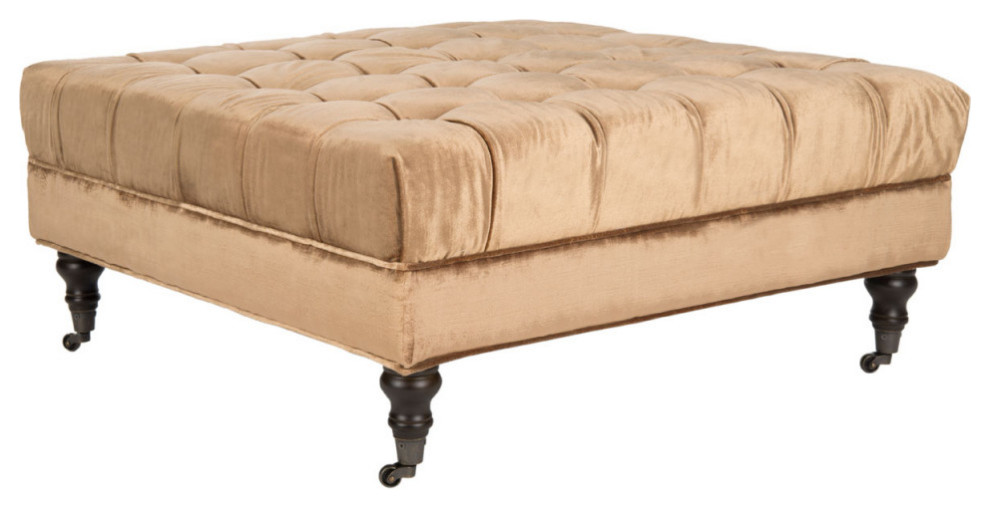 Alyssa Cocktail Tufted Ottoman Golden Olive   Traditional   Footstools And Ottomans   by V.S.D Furniture  Houzz