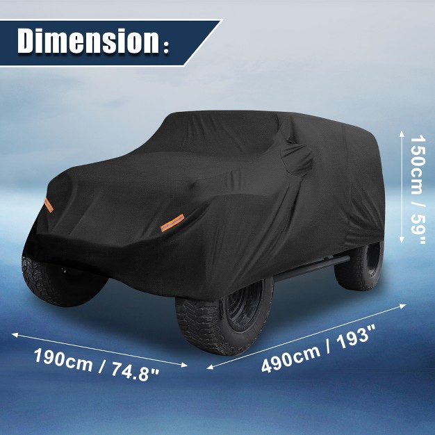 Unique Bargains Suv Car Cover Fit For Jeep Wrangler Jk 4 Door 2007 2017 Outdoor Waterproof Sun Dust Wind Snow Protection 210d Oxford