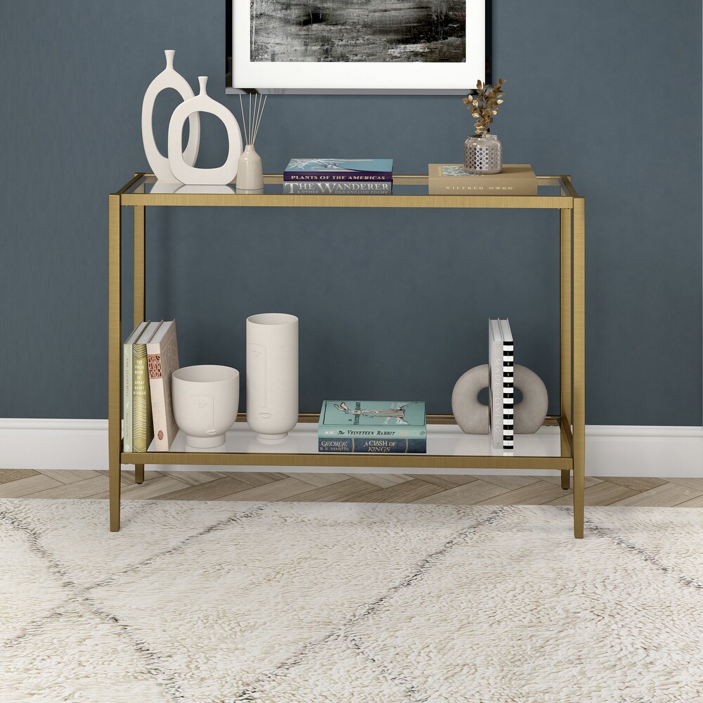 Hera 42'' Wide Rectangular Console Table with Clear Shelf   42\