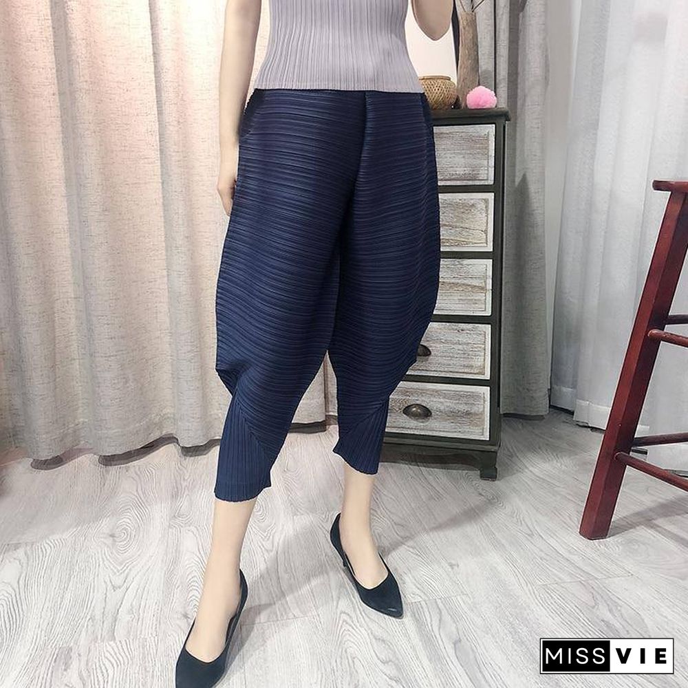 autumn winter Korean trousers pleated wide leg harem pants plus size women casual Ankle-Length lantern flare pants