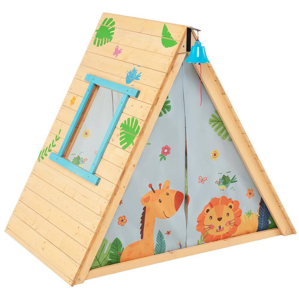 Costway Climbing Triangle with Tent Triangle Climber Crawling Toys for Kids and Baby TS10054