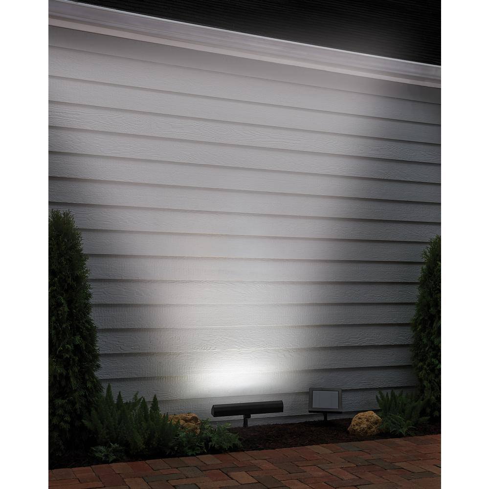 Hampton Bay Solar Black Outdoor Integrated LED Landscape Wall Wash Spot Light 49975