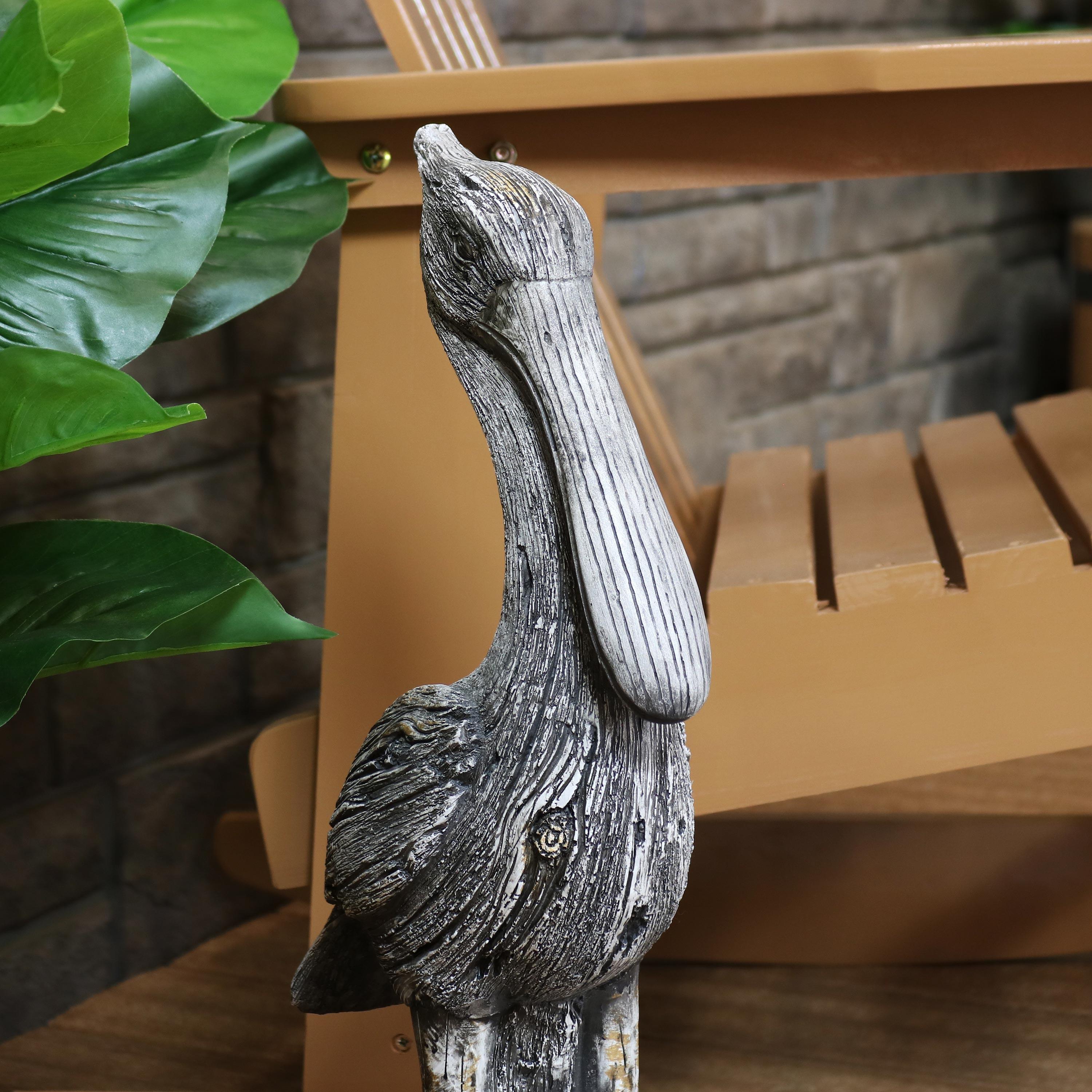 Sunnydaze Outdoor Polystone Nautical Pelican's Perch Garden Patio Lawn Landscape Statue - 22" - Gray