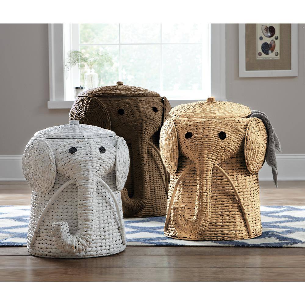 Home Decorators Collection Elephant White Woven Basket with Lid (16