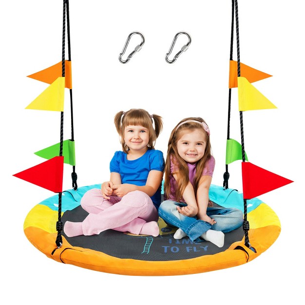 Costway 40 x27 x27 Flying Saucer Tree Swing Indoor Outdoor Swing W hanging Strap Helicopter