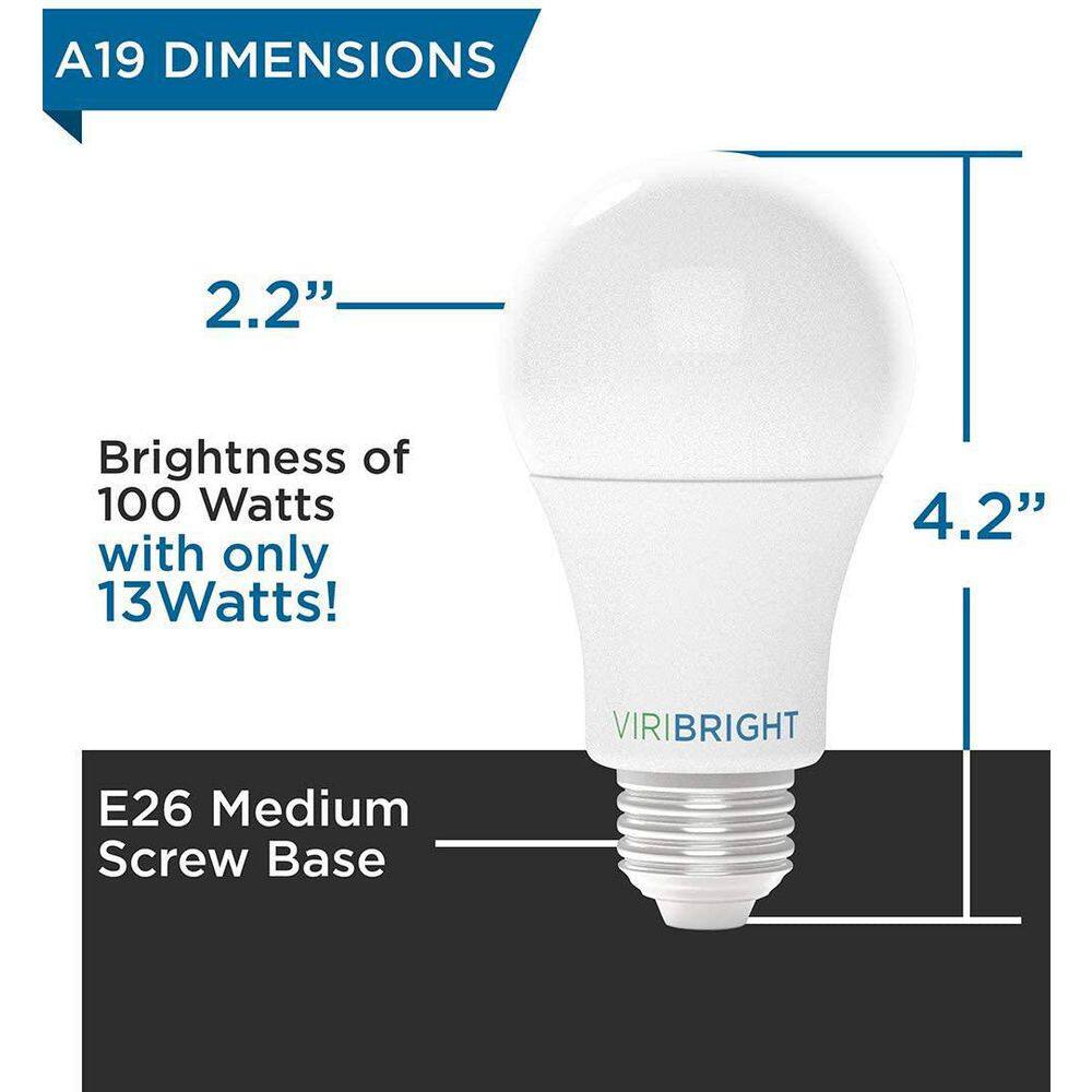 Viribright 100-Watt Equivalent A19 Non-Dimmable UL Listed LED Light Bulb Daylight 6500K (24-Pack) 651641-24