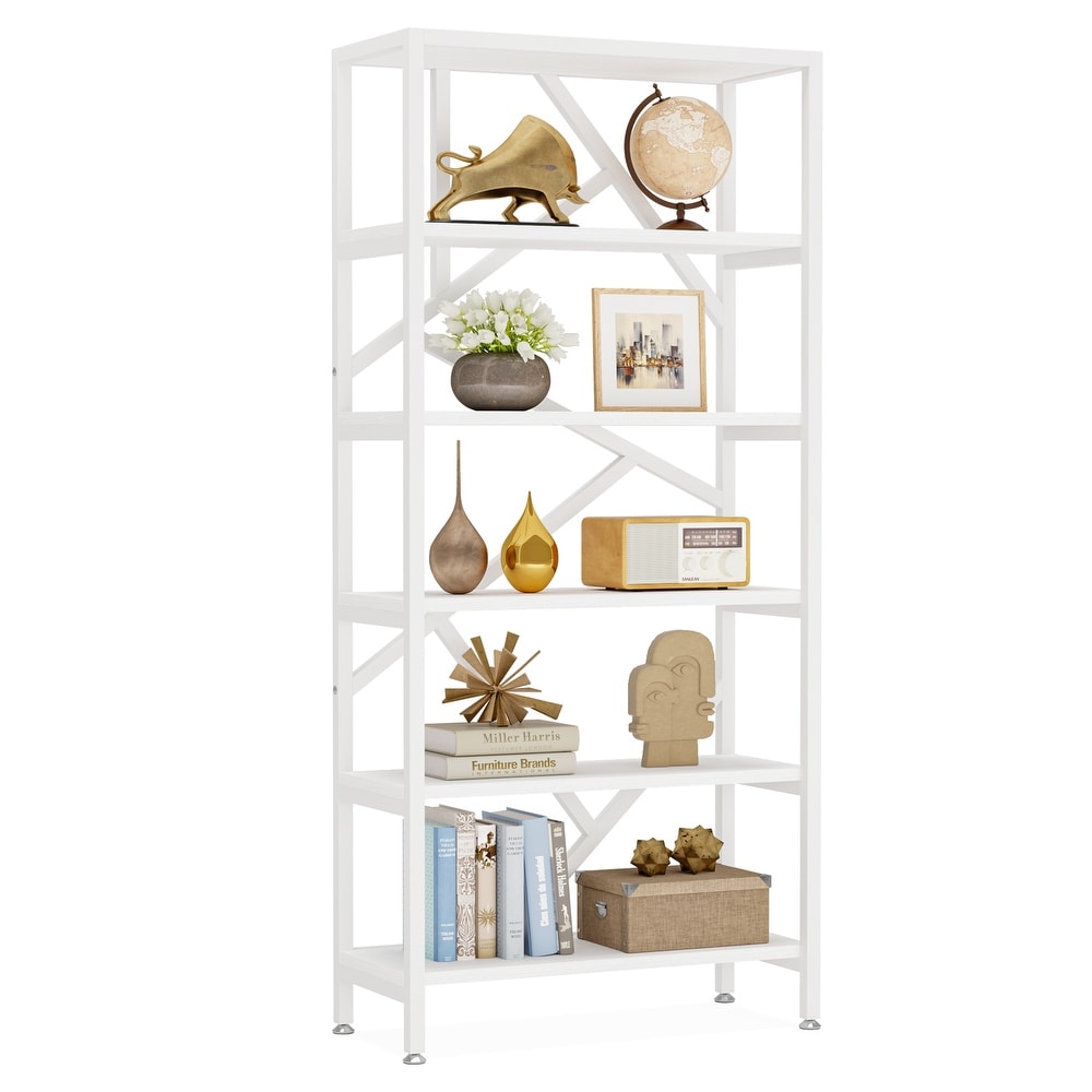 71 Inch Industrial Bookshelf  6 Tier Etagere Bookcase  Free Standing Open Book Shelves Storage Display Shelf