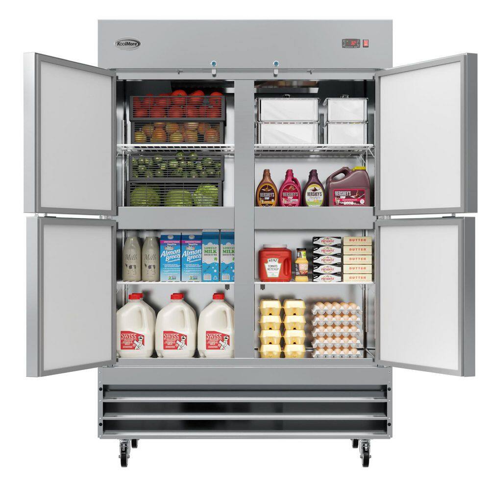 Koolmore 54 in. Half-Door Reach In Commercial Refrigerator in Stainless Steel 47 cu. Ft RIR-2D-SSHD