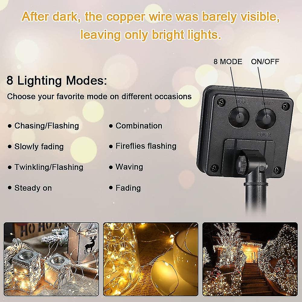 Solar Fairy Lights Waterproof Led Outdoor Waterproof Ip64 String Lights 8 Modes Extraordinary