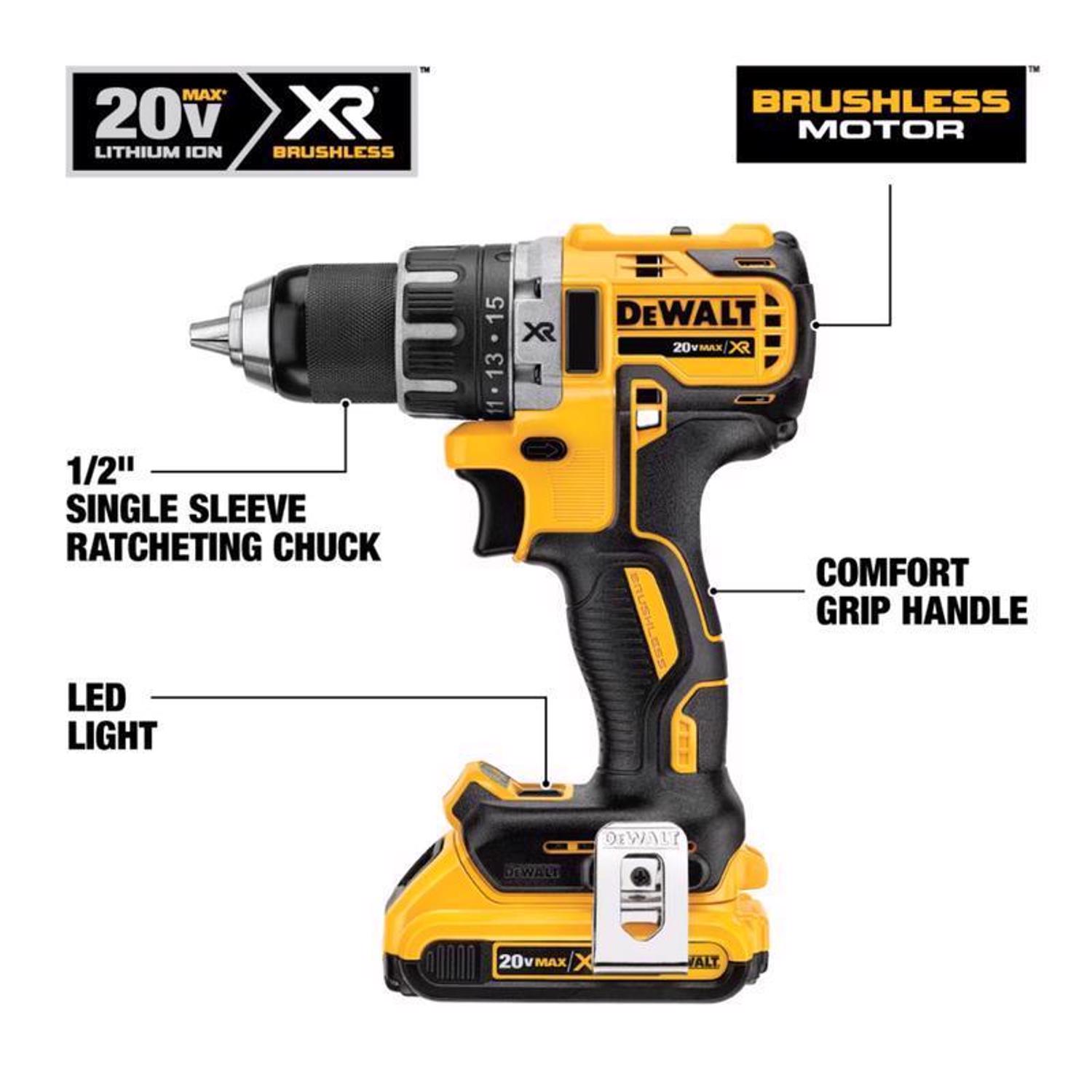 DW 20V MAX 20 V 1/2 in. Brushless Cordless Compact Drill Kit (Battery \u0026 Charger)