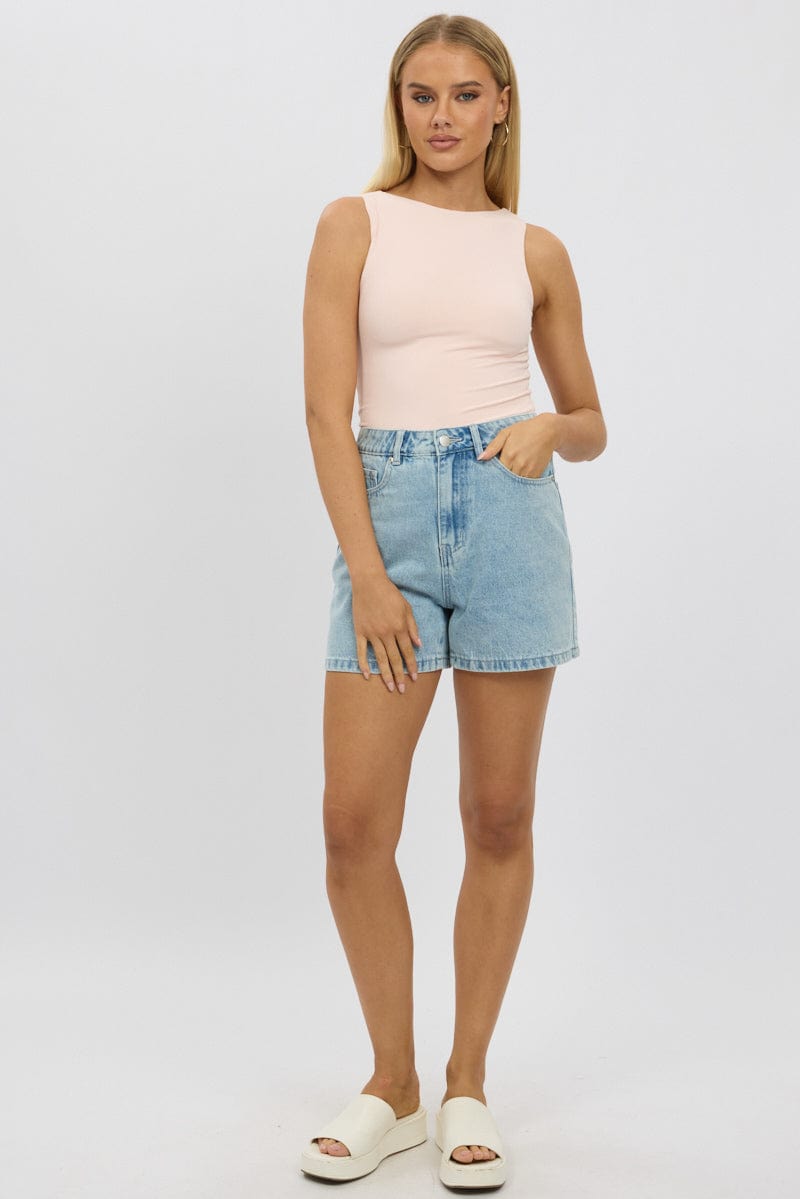 Pink Tank Top Sleeveles Boat Neck Supersoft