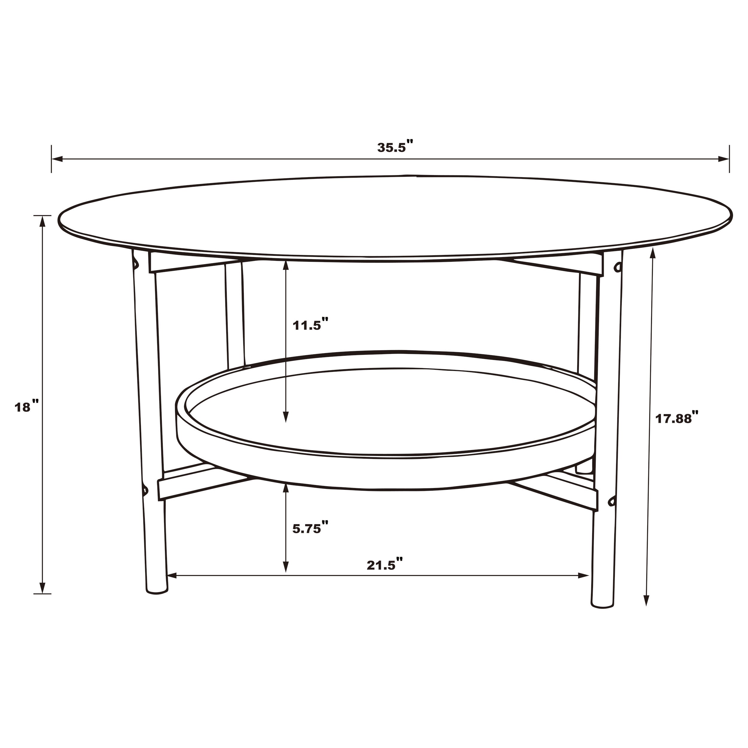 Delfin Round Glass Top Coffee Table Black And Brown- 721618