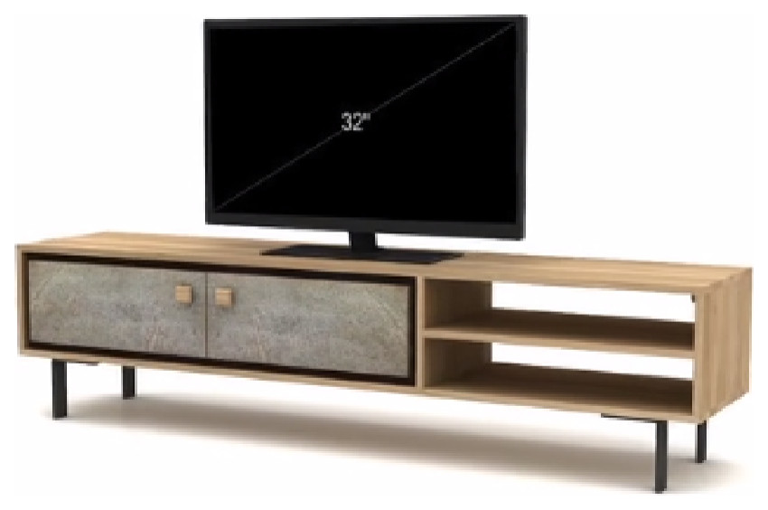 Acacia Contemporary Media Unit  Tikamoon Temis   Industrial   Entertainment Centers And Tv Stands   by Oroa   Distinctive Furniture  Houzz