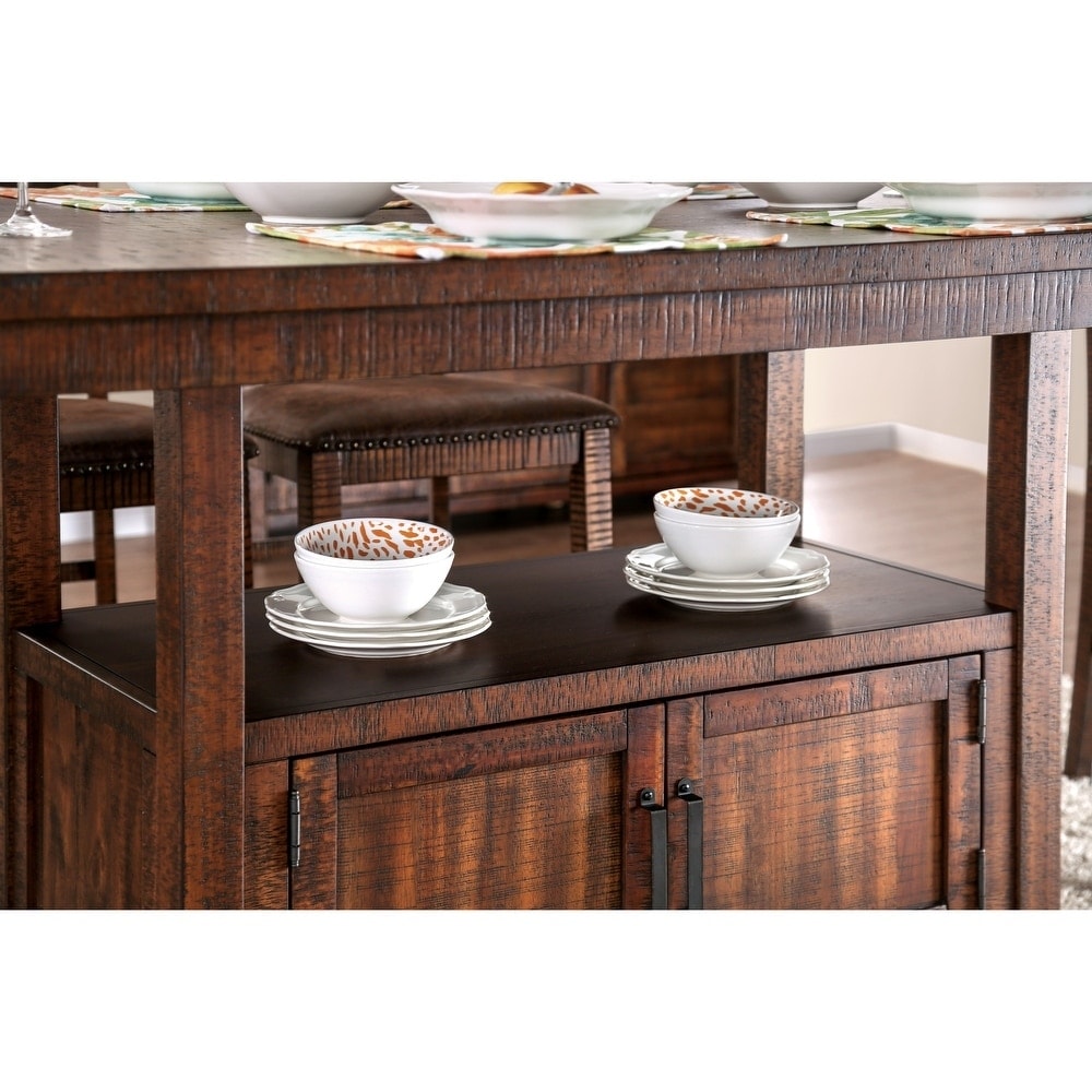 Furniture of America Rainier Rustic 75 inch Walnut Counter Height Table