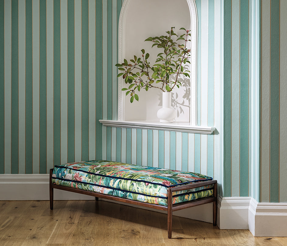 Regency Stripe Snow Flocked Wallpaper