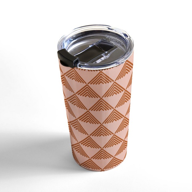 June Journal Triangular Lines In Terracotta Travel Mug 20 Oz Stainless Steel Travel Mug Deny Designs