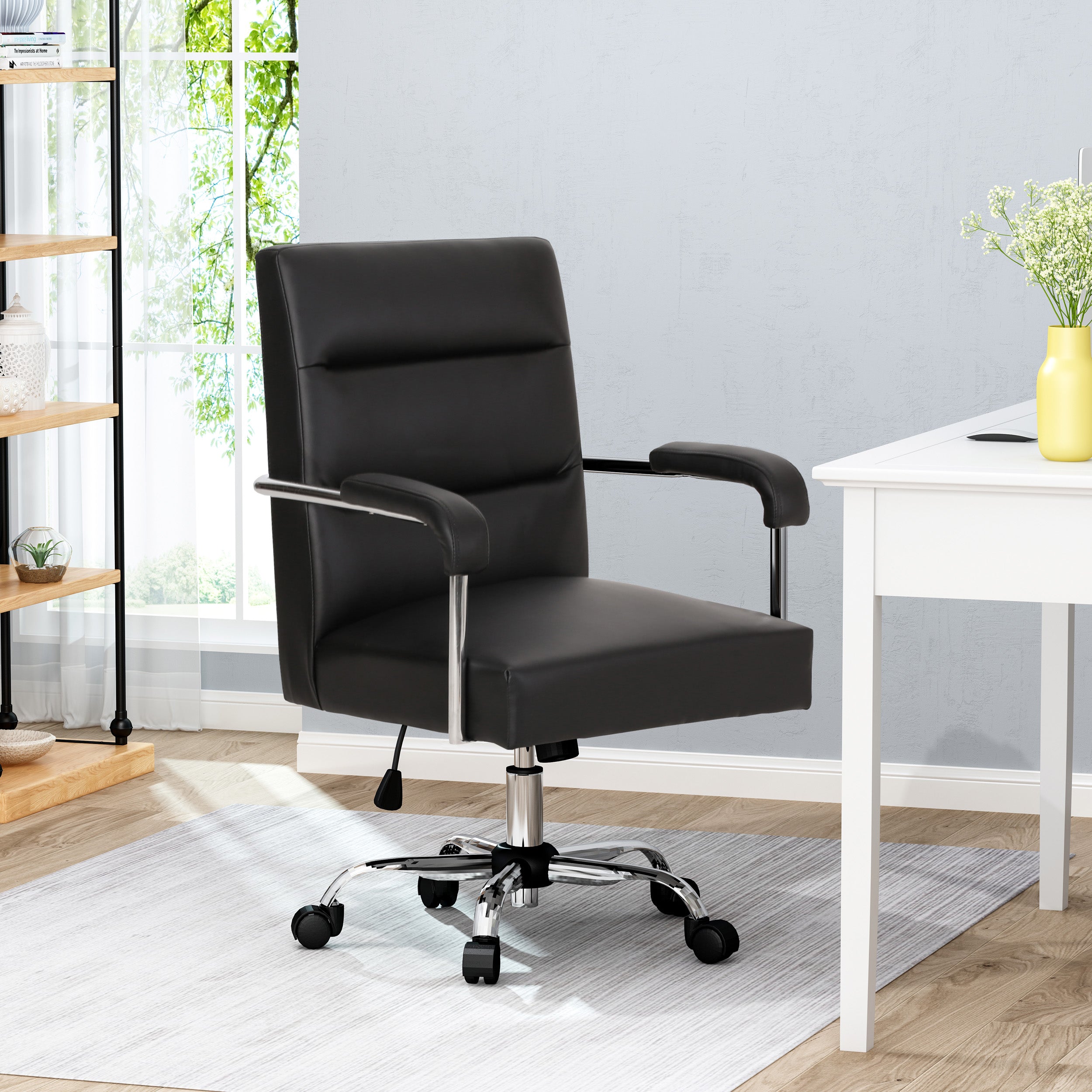 Elke Modern Channel Stitched Swivel Office Lift Chair