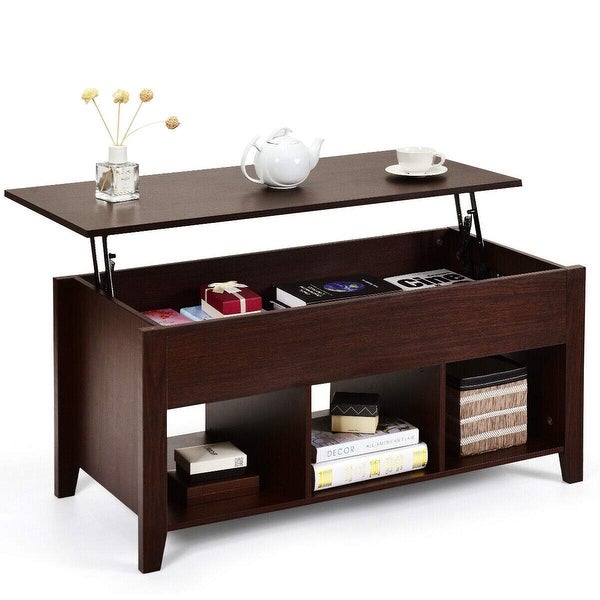 Lift Top Storage Space Coffee Table， Multi-Functional Modern Coffee Table with Height Adjustable Top and Hidden Compartment