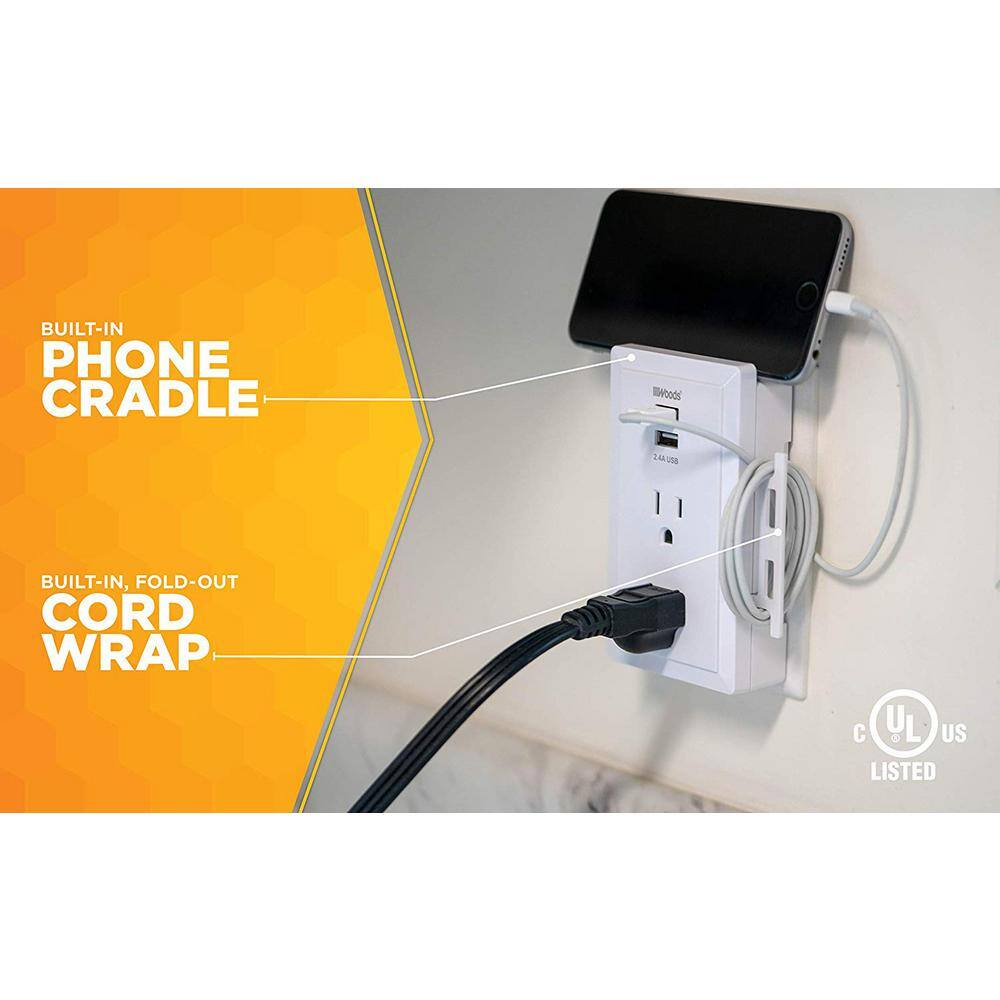 Southwire 2.4-Amp 2-Outlet2-USB Plug-In Wall Charger 41230