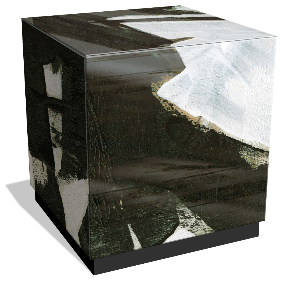 quotOde an Kline I quotReverse Printed Art Glass Side Table with Black Plinth Base   Contemporary   Side Tables And End Tables   by Empire Art Direct  Houzz