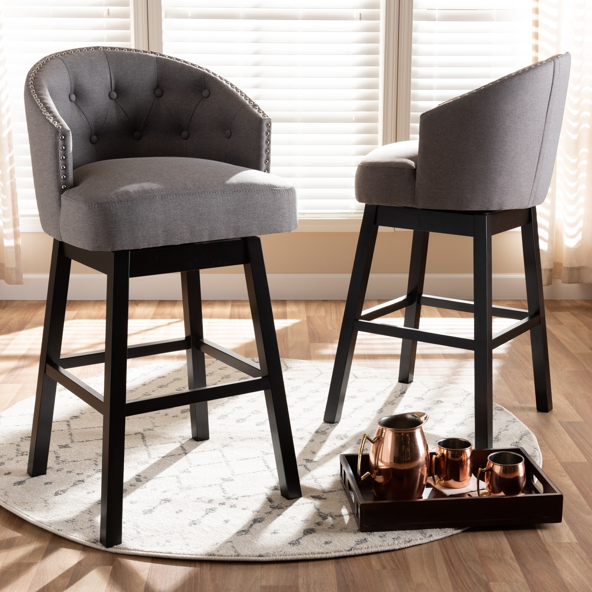 Transitional Swivel Bar Stool (Set of 2)