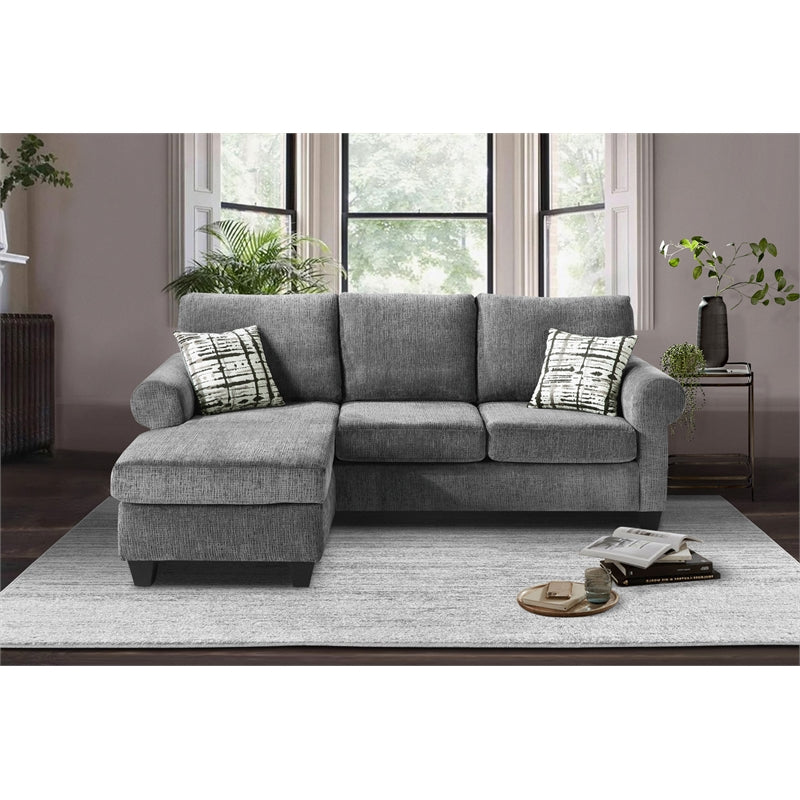 Lexicon Desboro Reversible Chenille Fabric Sectional with Chaise in Gray