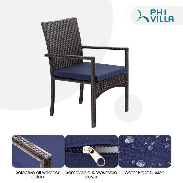 3-piece Patio Bistro Set， Rattan Chairs and Metal Side Table with Umbrella Hole - Overstock - 32355552