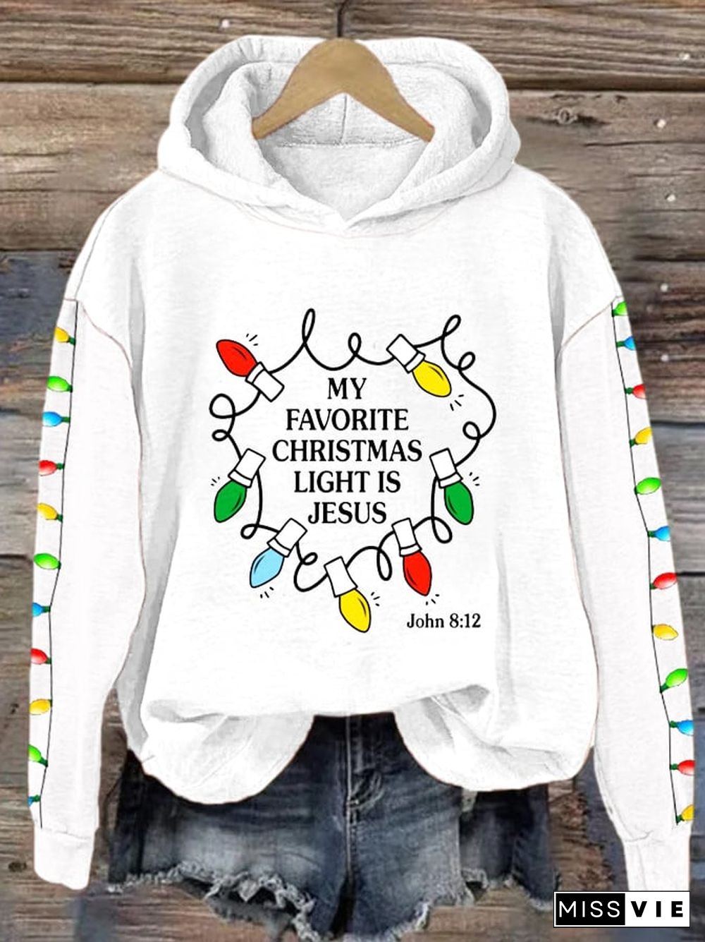 Women's My Favorite Christmas Light is Jesus Hoodie