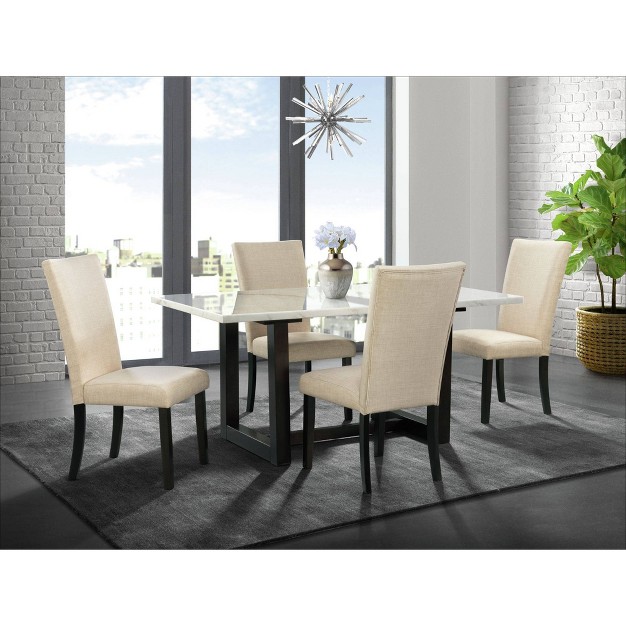 5pc Florentina Standard Dining Table Set With 4 Chairs Marble white Picket House Furnishings