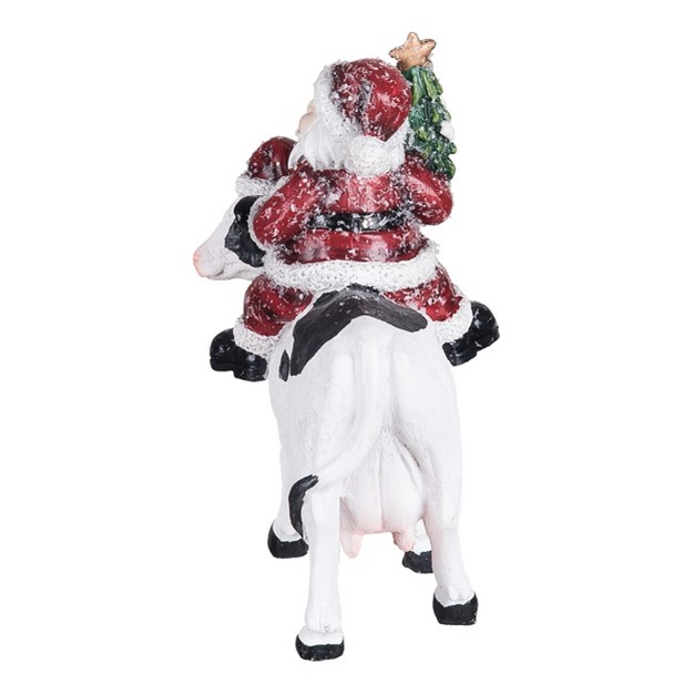 Transpac Resin 6 2 In Multicolor Christmas Santa And Cow Figurine