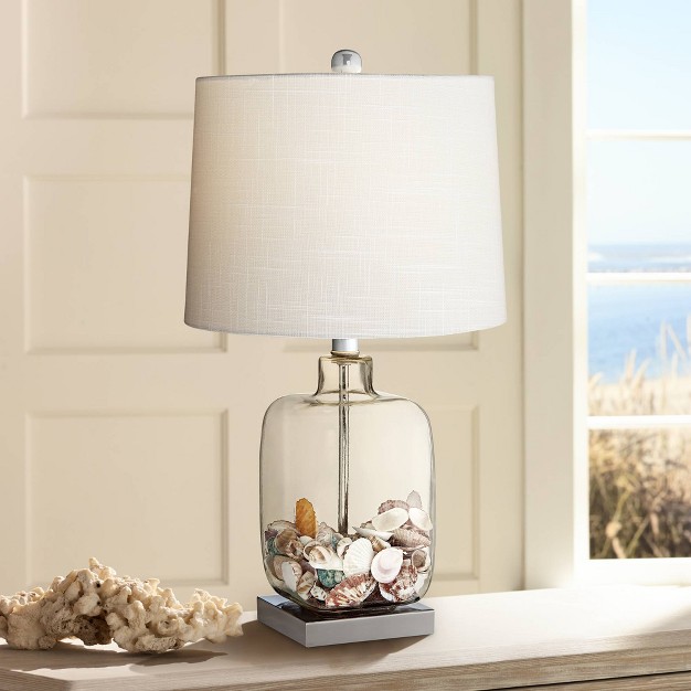 High Clear Glass Fillable Sea Shells White Drum Shade For Living Room Family Bedroom Bedside