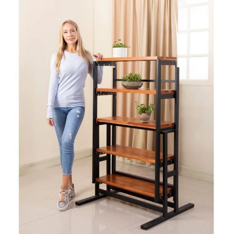 Extendable Solid Wood Dining Table and Book Shelf