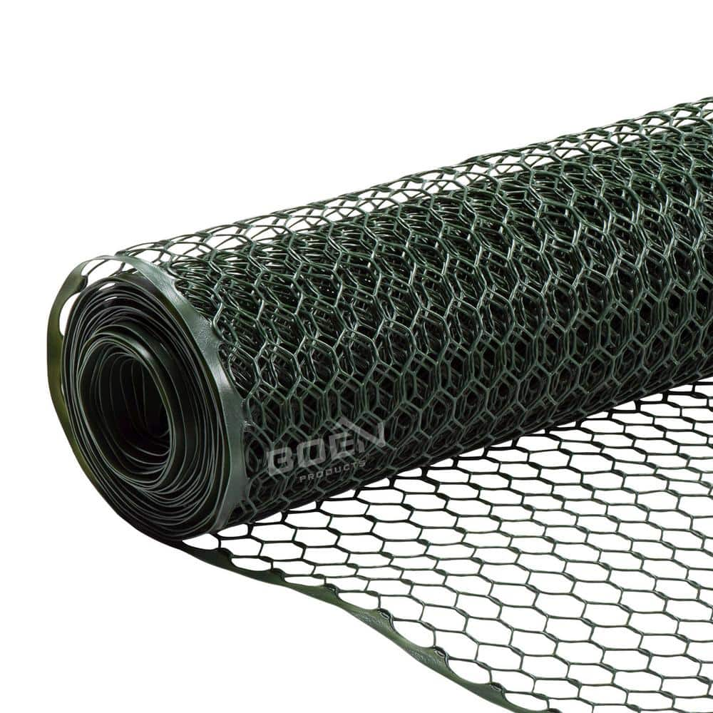 BOEN 2 ft. x 25 ft. Plastic Poultry Hex Garden Fence Netting Green PF-40001