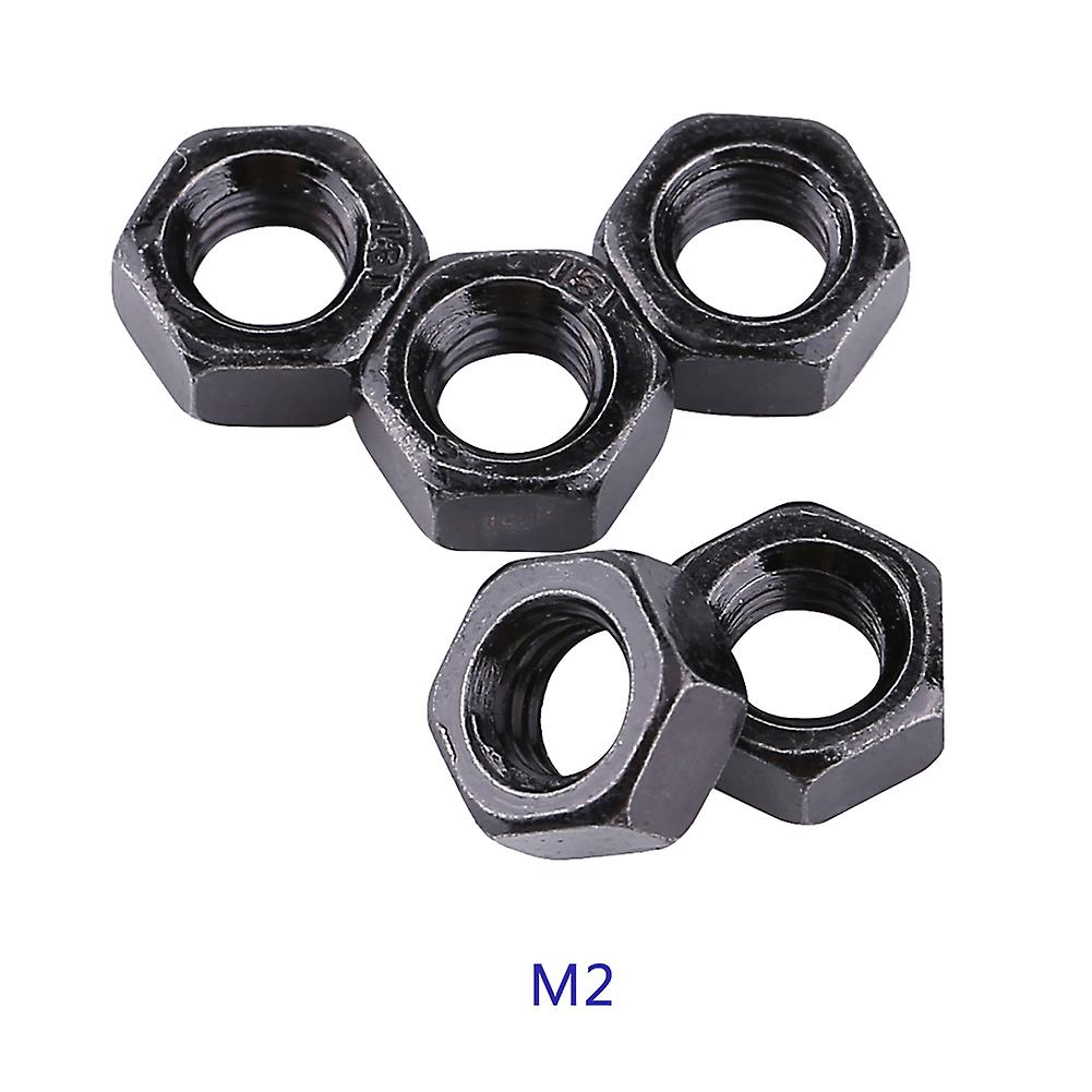 100 Pack Zinc Plated Carbon Steel Metric Hex Hexagonal Nuts M2-m5 Black Thread Nut For Machinery Industry[m3]