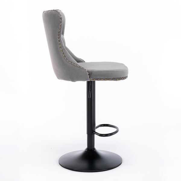 Swivel Velvet Barstools Adjusatble Seat Height from 25-33 Inch Upholstered Bar Stools with Backs