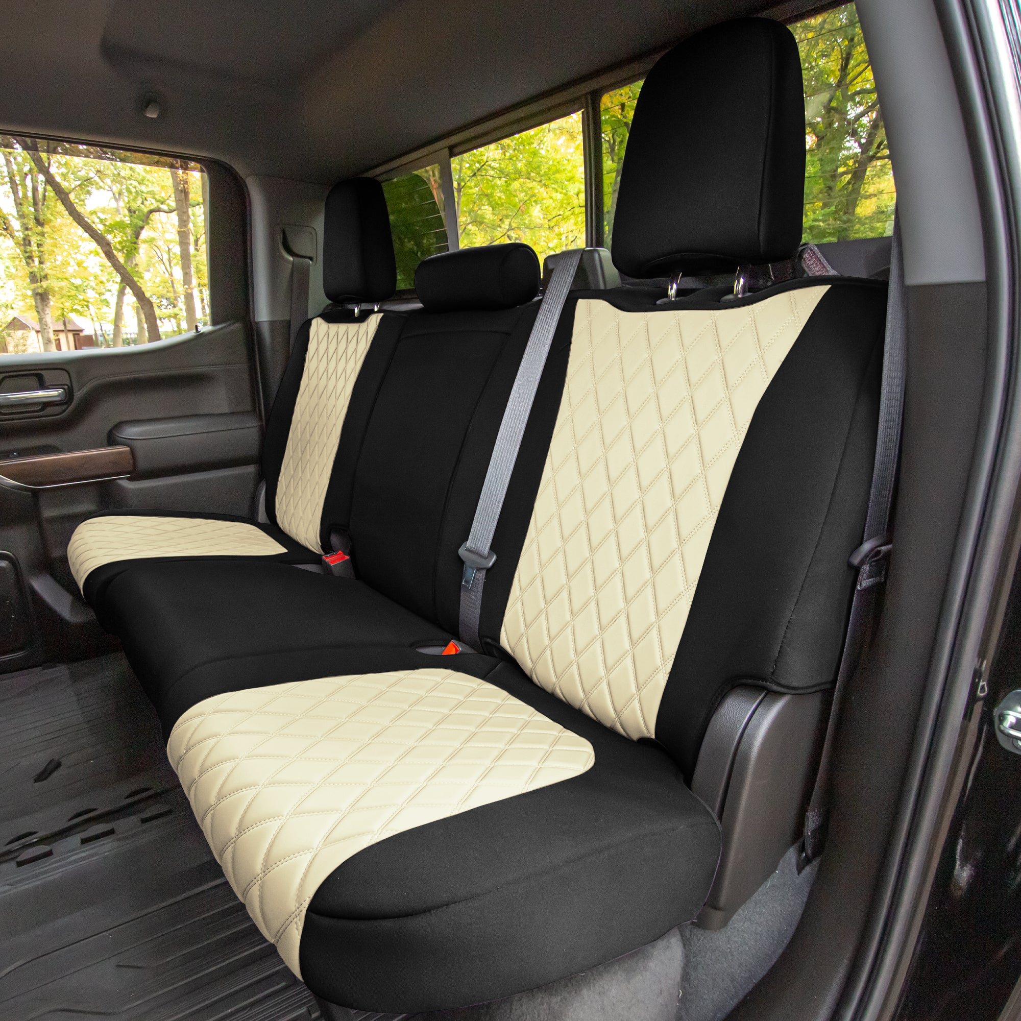 FH Group AFCM5007BEIGEFULL Beige Neoprene Custom Car Seat Cover For 2018-2023 GMC Sierra with Air Freshener