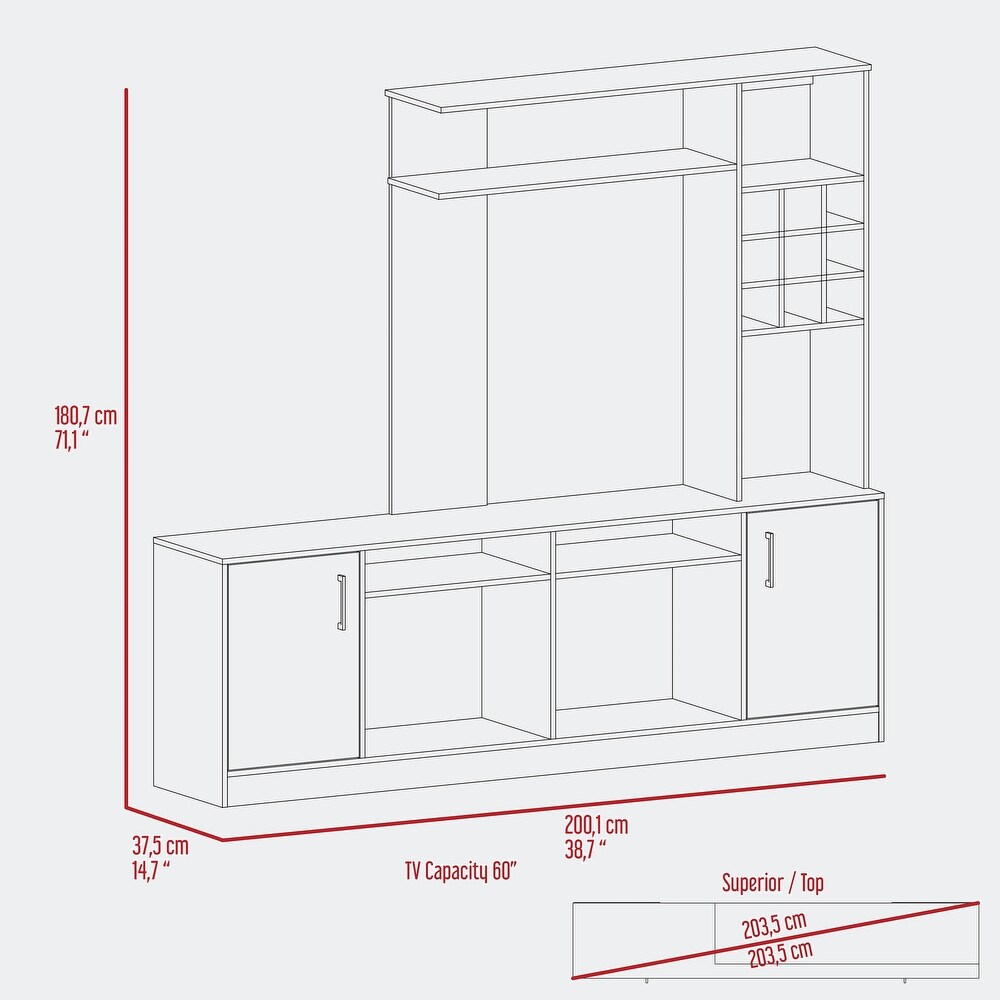 6 Bottle 2 Door Entertainment Center