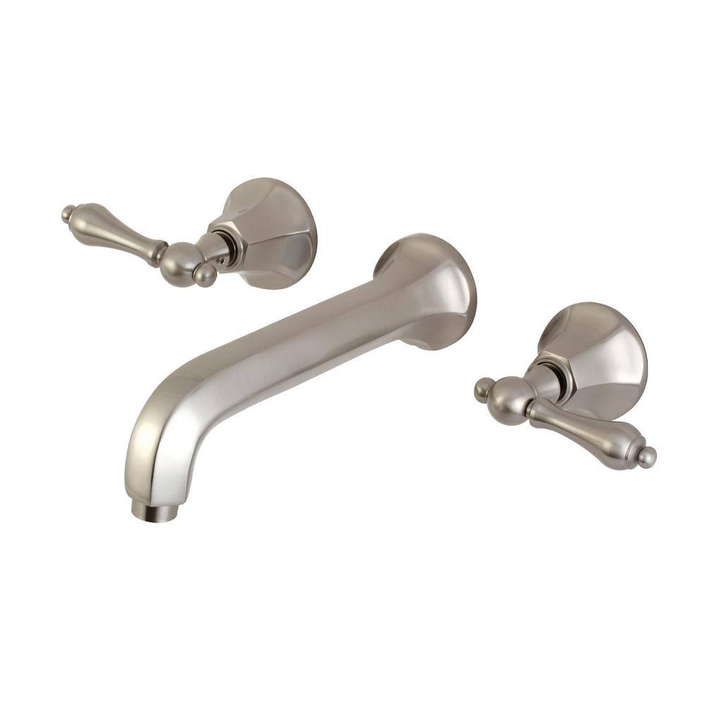 Kingston Brass Metropolitan 2-Handle Wall Mount Bathroom Faucet in Brushed Nickel HKS4128AL