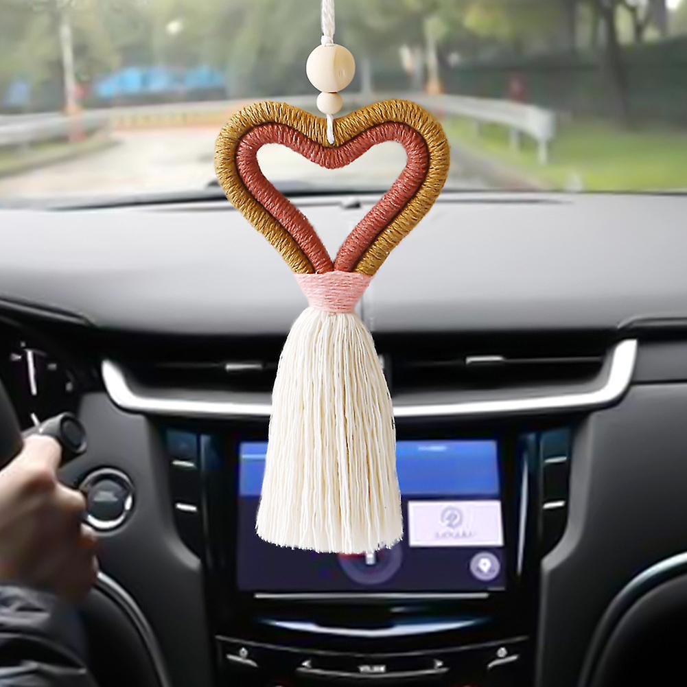 Heart Shape Car Ornament Handmade Decorative Pendent Hanging Accessory Gift Crafts For Home Office Bedroom Decoration Coffee