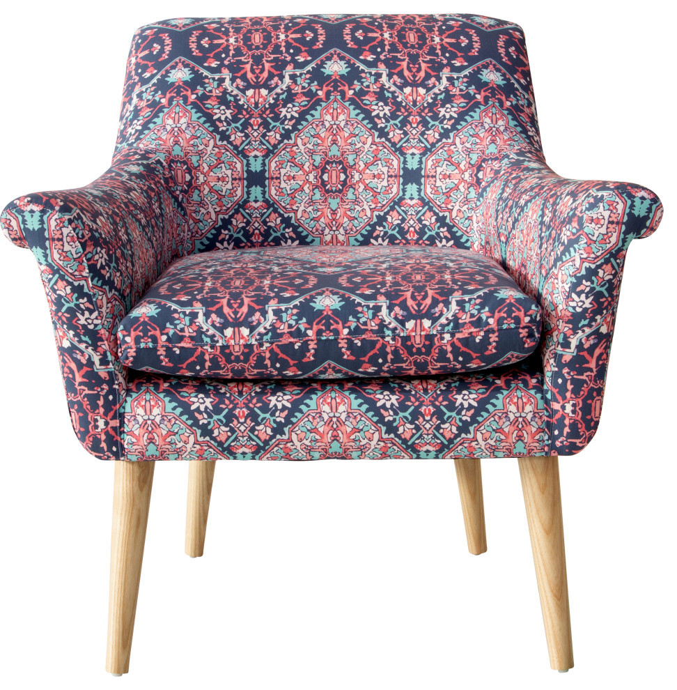 West Loop Chair  Tabriz Cerulean   Midcentury   Armchairs And Accent Chairs   by Skyline Furniture Mfg Inc  Houzz