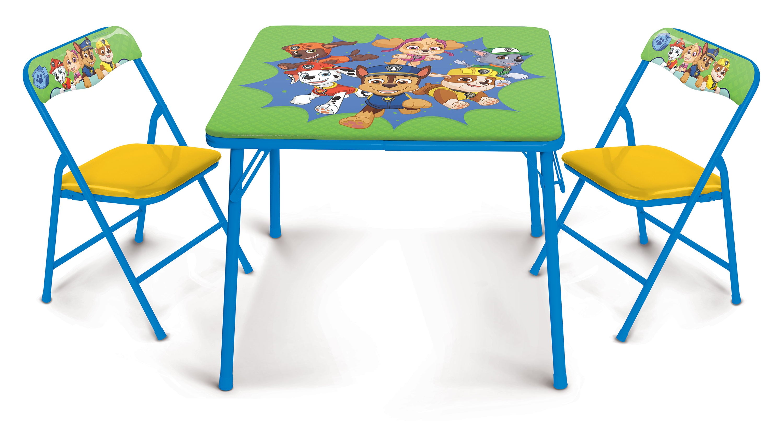 PAW Patrol Kids Erasable Activity Table Includes 2 Chairs with Safety Lock, Non-Skid Rubber Feet & Padded Seats (Green/Yellow)