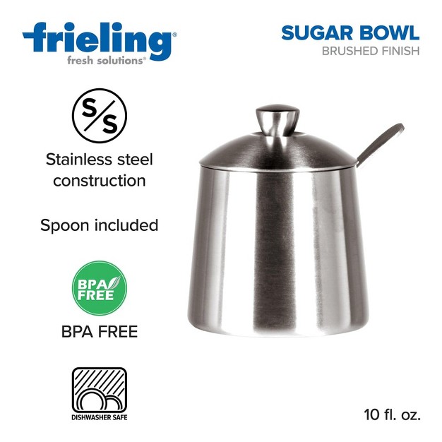 Frieling Sugar Bowl spoon Brushed Finish 10 Fl Oz Stainless Steel