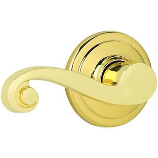 Kwikset Lido Polished Brass Left-Handed Half-Dummy Door Lever with Microban Antimicrobial Technology 788LL LH 3 CP